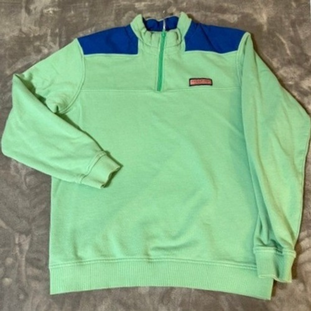Vineyard Vines Pullover Mens Size Medium Shep Shirt Green Blue Colorblock EUC